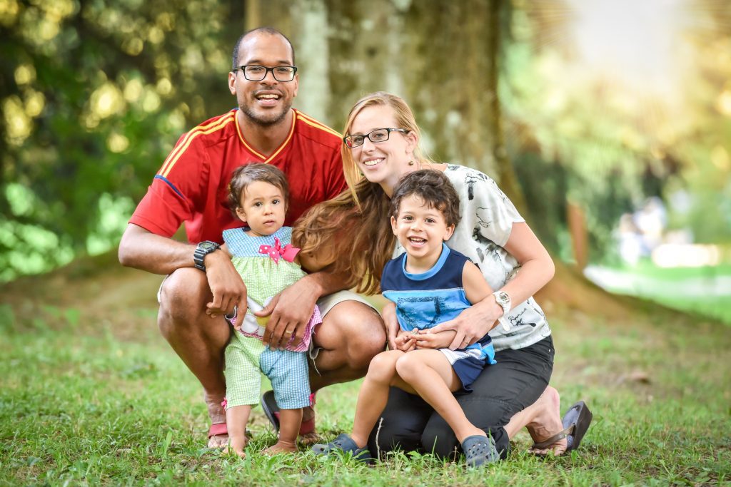Family of four in the park