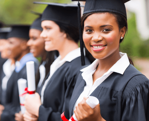Young afro american women in her graduation ceremony