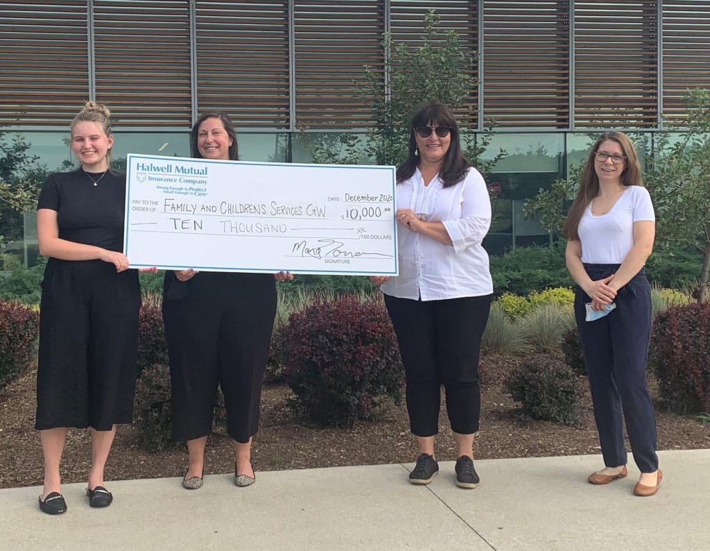 Four young woman holding ten thousand check